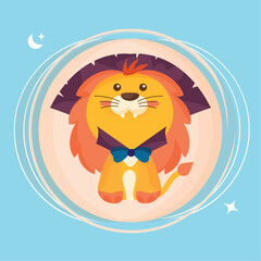 Isolated cute lion on witch costume Vector