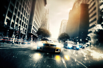 A thrilling high speed car chase. Made with Generative AI.	