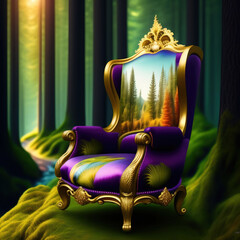Generative AI: princess or fairy throne for children's tales in the forest