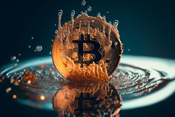 Bitcoin cayendo al agua, generative ai.