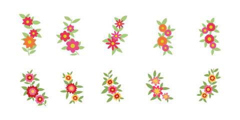 set of flower logo vector template full color