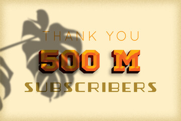 500 Million  subscribers celebration greeting banner with Embossed Design