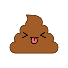 Cute happy smiling poop Kawaii character. Vector illustration