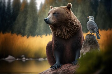 Grizzly Bear Stock Photo, Wildlife Photography, Generative Ai
