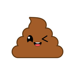 Cute happy smiling poop Kawaii character. Vector illustration