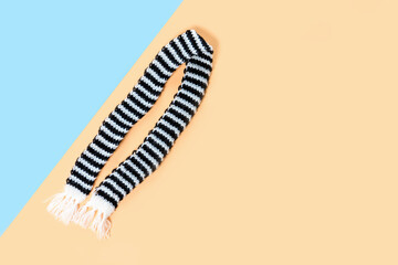 Warm scarf for cold weather. Spring clothing. Stylish access to people.