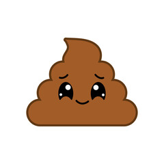 Cute happy smiling poop Kawaii character. Vector illustration