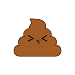 Cute happy smiling poop Kawaii character. Vector illustration