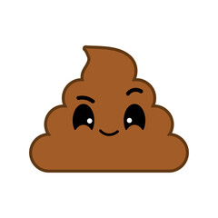 Cute happy smiling poop Kawaii character. Vector illustration