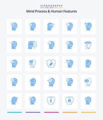 Creative Mind Process And Human Features 25 Blue icon pack  Such As imagination form. thoughts . mind. mind. head