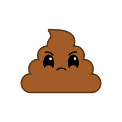Cute happy smiling poop Kawaii character. Vector illustration