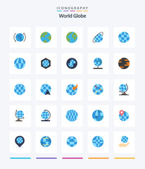 Creative Globe 25 Flat icon pack  Such As internet. global. orbit. earth. globe