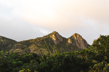 Two mountains peak landscape known as "tetas de cayey" from puerto rico