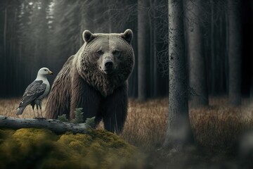 Obraz na płótnie Canvas Grizzly Bear Stock Photo, Wildlife Photography, Generative Ai