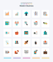 Creative Modern Business 25 Flat icon pack  Such As flow. business. business. clipboard. mobile