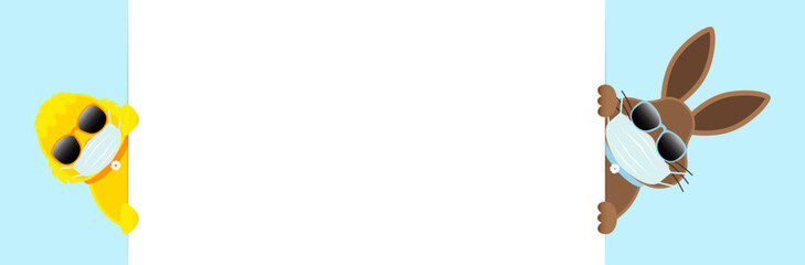 Osterhase & Küken Maske Sonnenbrille Banner Außen Himmel