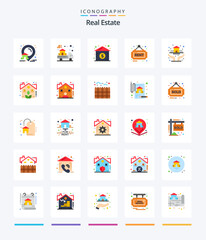 Creative Real Estate 25 Flat icon pack  Such As house. protection. dollar house. sign. real