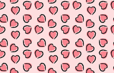 Seamless hearts pattern. Ready template for design, postcards, print, poster, party, Valentine's day, vintage textile, Vector, Art, wallpaper, background.