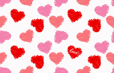 Fototapeta na wymiar Seamless hearts pattern. Ready template for design, postcards, print, poster, party, Valentine's day, vintage textile, Vector, Art, wallpaper, background.