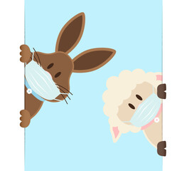 Osterhase & Schaf Maske Banner Groß Innen Himmel