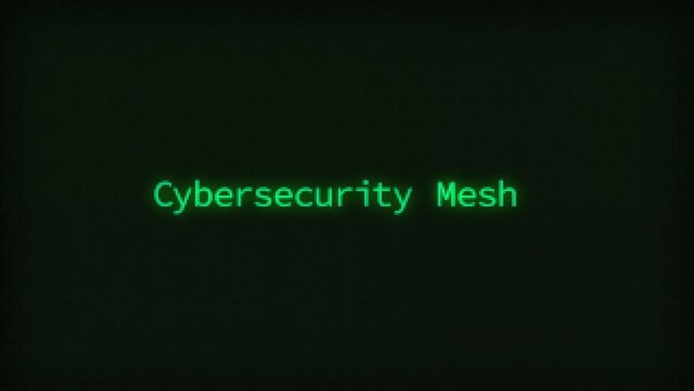 Retro Computer Coding Text Animation Typing Cybersecurity Mesh, CRT Monitor Style