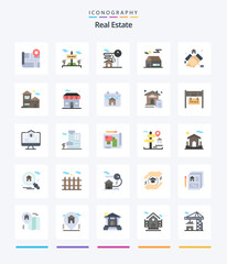Creative Real Estate 25 Flat icon pack  Such As handshake. agreement. key. real estate. house