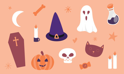 Halloween spooky pack of cute illustration stickers