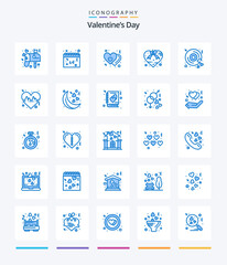 Creative Valentines Day 25 Blue icon pack  Such As present. ribbon. heart. love. switch