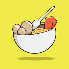 asian food meatball with tofu with yellow background