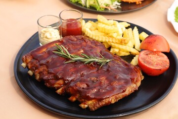 grilled steak with vegetables