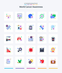 Creative World Cancer Awareness 25 Flat icon pack  Such As sign. chat. cancer. cancer. protect