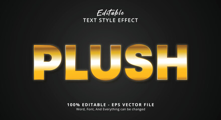 Editable text effect, Plush text on glittering golden style effect