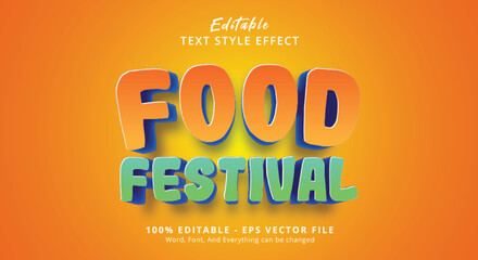 Editable text effect, Food Festival text on bold cartoon style effect