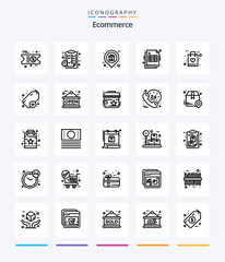 Creative Ecommerce 25 OutLine icon pack  Such As bag. invoice. holder. cheaque. shopping