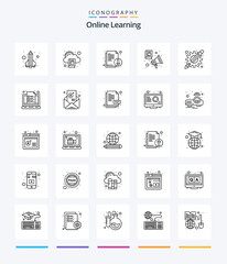 Creative Online Learning 25 OutLine icon pack  Such As apps. learn. book. spoken. literature