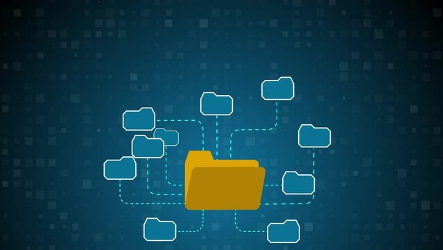 The appearance of folders for files, futuristic folders. folder icons for projects. Animated explorer in the computer