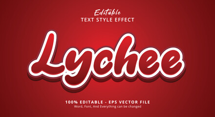 Editable text effect, Lychee text on lettering style