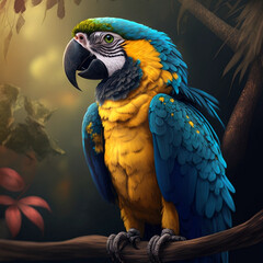 blue and yellow macaw, generative AI