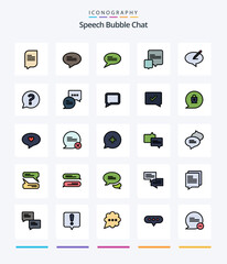 Creative Chat 25 Line FIlled icon pack  Such As message. chat. chat. mail. chat