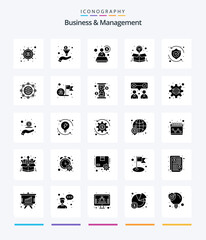 Creative Business And Management 25 Glyph Solid Black icon pack Such As security. protect. consultant. offer. idea