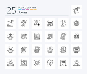 Sucess 25 Line icon pack including office. checked. social. calendar. medal