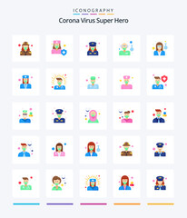 Creative Corona Virus Super Hero 25 Flat icon pack  Such As scientist. doctor. medicine. female. officer