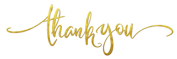 Thank you hand writen text with golden ink