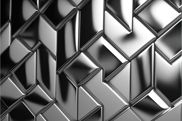 Silver wall background with tiles. Generative AI