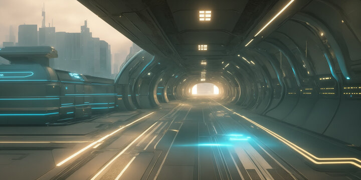 futuristic buildings scenery background created with Generative AI technology