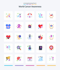 Creative World Cancer Awareness 25 Flat icon pack  Such As medicine. day. injection. cancer. cancer awareness