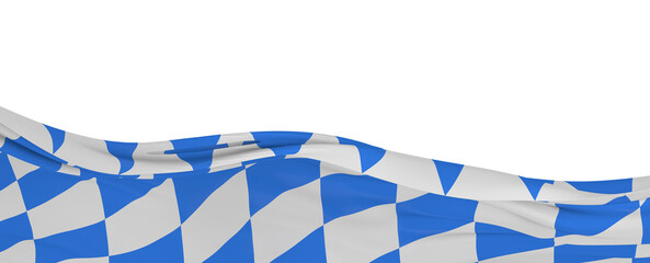 Flag of Bavaria, Germany. 3D rendering illustration of waving sign symbol.