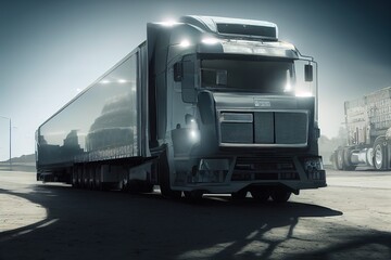 Obraz na płótnie Canvas transportation, truck on road, ai