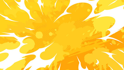 Fototapeta premium アニメ風_破裂っぽい爆発のエフェクトの背景_黄色_16:9