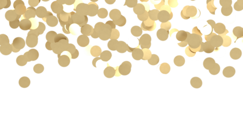 Glittering golden confetti png. Glittering golden confetti falls from above on transparent background. Celebrate festivals.